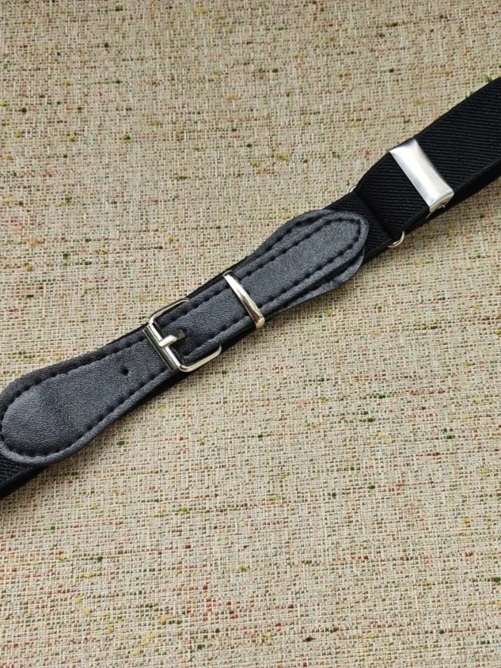 Dog Collar Faux Leather Vegan Black Tone Canvas/Leather Pet Collar Adjustable